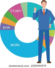Illustration of a businessman's daily schedule