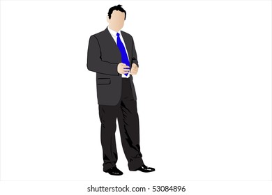 illustration of businessman's silhouette under the white background
