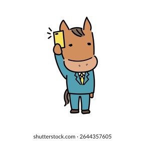 Illustration of a businessman-style horse character listening to a phone call.