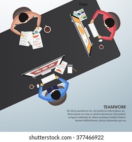 Illustration of Businessmen discussing their thoughts and ideas for Business Teamwork concept.