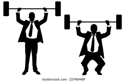 illustration of businessmen lifting weights