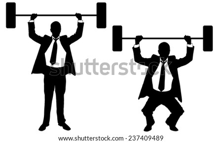 illustration of businessmen lifting weights