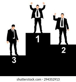 illustration of businessmen on podium