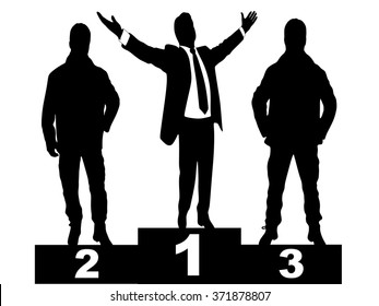 illustration of businessmen on podium