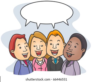 Illustration of a Businessmen Passing Pieces of Information Amongst Themselves
