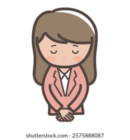 Illustration of a businesswoman bowing her head and apologizing