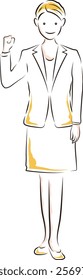 Illustration of a businesswoman doing a fist pump