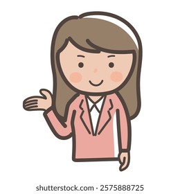 Illustration of a businesswoman giving explanations and guidance