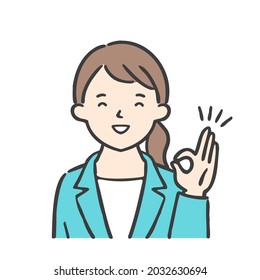 Illustration of a businesswoman giving the OK sign