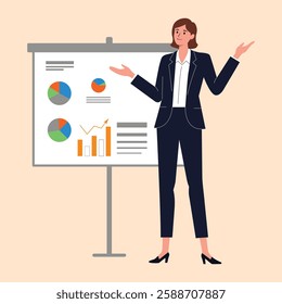 illustration of a businesswoman giving a presentation