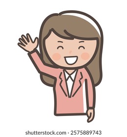 Illustration of a businesswoman greeting with a smile