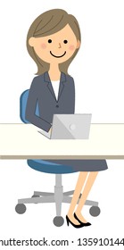 It is an illustration of an businesswoman with a laptop computer.