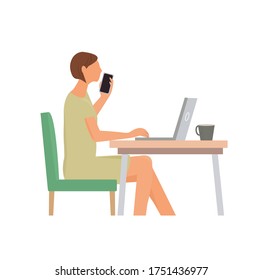 Illustration of businesswoman at office.