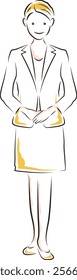 Illustration of a businesswoman posing to greet with a smile