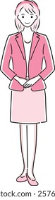 Illustration of a businesswoman posing to greet with a smile