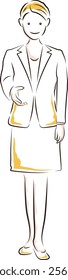 Illustration of a businesswoman posing with her hand out to shake hands