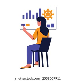 Illustration of Businesswoman Presenting Data Analysis