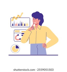 Illustration of Businesswoman Presenting Data Analysis