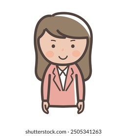 Illustration of a businesswoman smiling and facing forward