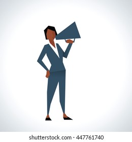 Illustration Of Businesswoman Speaking Through Megaphone