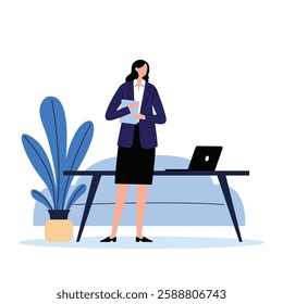 illustration of a businesswoman standing in an office