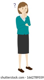 Illustration of a businesswoman standing (thinking)