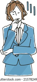 Illustration of a businesswoman in a suit who is discouraged and depressed.