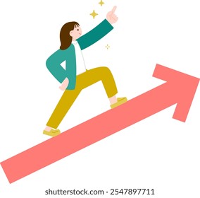 Illustration of a businesswoman symbolizing success and growth