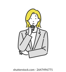 Ilustração de uma mulher de negócios em uma pose de pensamento.