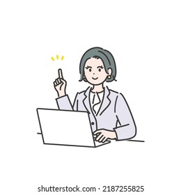 Illustration of a businesswoman working in an office. pointing. vector.