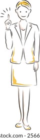 Illustration of a businesswoman's pose with an idea