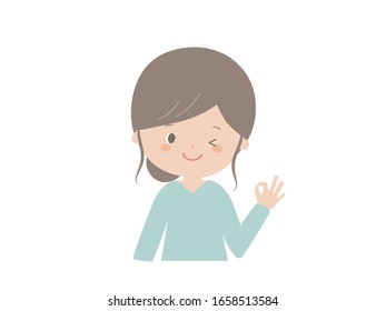 
It is an illustration of a bust up of a young woman posing OK.