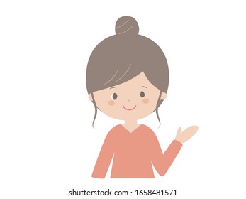 It is an illustration of a bust up of a young woman who is explaining.