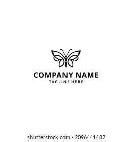 Illustration Buterfly Line Logo Design Vector 