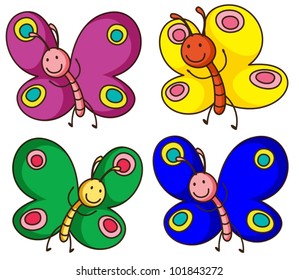 Illustration of butterflies on white
