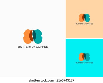 ILLUSTRATION BUTTERFLY COFFEE SIMPLE LOGO DESIGN VECTOR