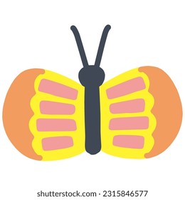 Illustration of butterfly deformed in pop colorful