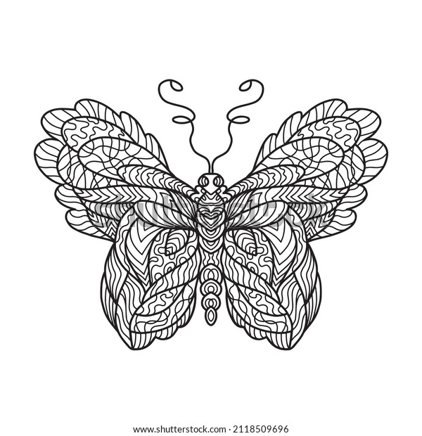 Illustration Butterfly Doodle Art Pattern Antistress Stock Vector ...