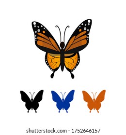 
illustration of a butterfly in a flat style. butterfly theme.