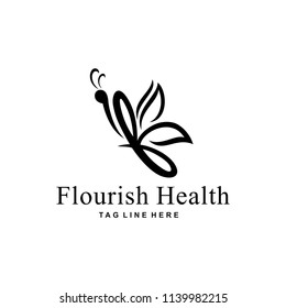Illustration butterfly with letter F sign logo design graphic icon