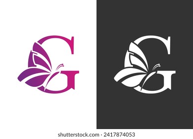 illustration butterfly logo design with letter g concept