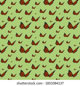 illustration butterfly pattern with green background