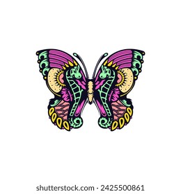 illustration butterfly with seahorses design vector