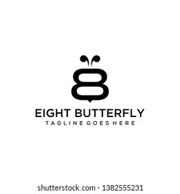 Illustration of a butterfly that is made simple and clean like the number eight logo design
