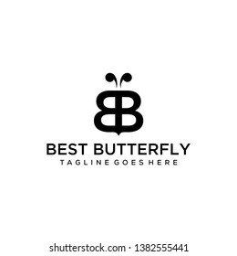 Illustration butterfly that is made simple and clean like the letter BB logo design