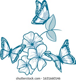 illustration of butterfly vectors with flowers