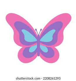 The illustration of butterfly in Y2k style. Nostalgia for the 2000 years.