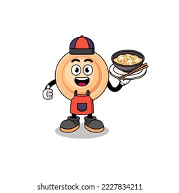 Illustration of button as an asian chef , character design