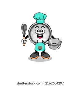 Ilustración de la celda de botón como cocinero de panadería , diseño de carácter