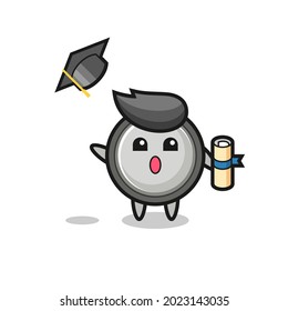 Illustration of button cell cartoon throwing the hat at graduation , cute style design for t shirt, sticker, logo element
